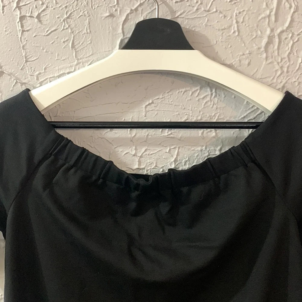 The Nines by Hatch Ponte Top Black Large Maternity Off the Shoulder Casual Chic